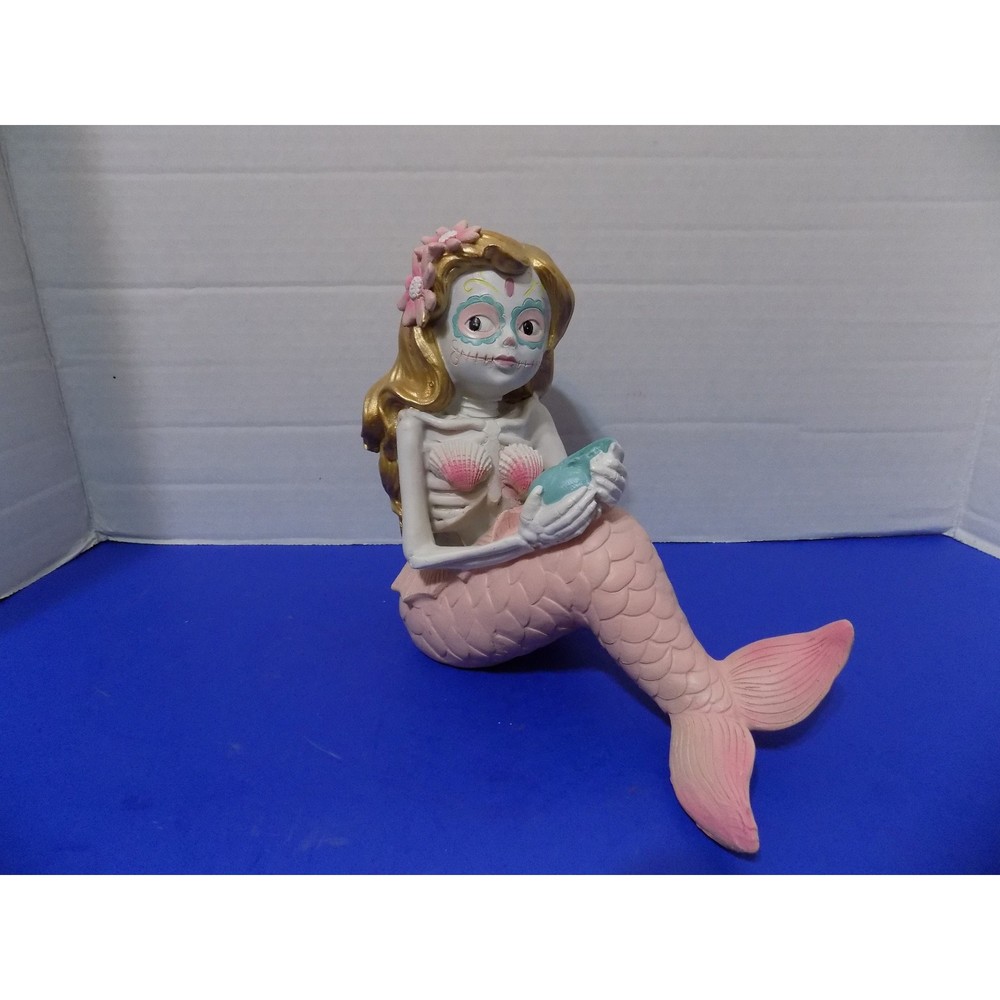 New Halloween Mermaid Dia De Los Muertos Figurines Skeleton Mermaids Sugar Skull